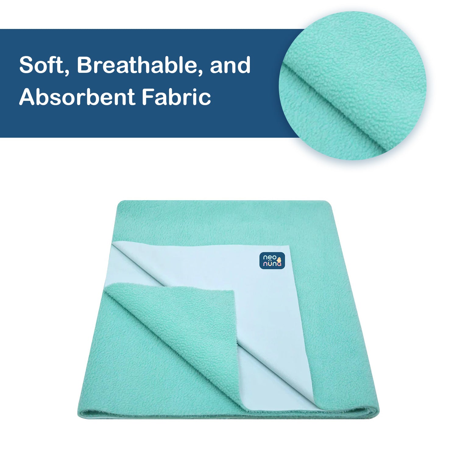 Waterproof Baby Bed Protector Dry Sheet For New Born Babies - Ocean Green