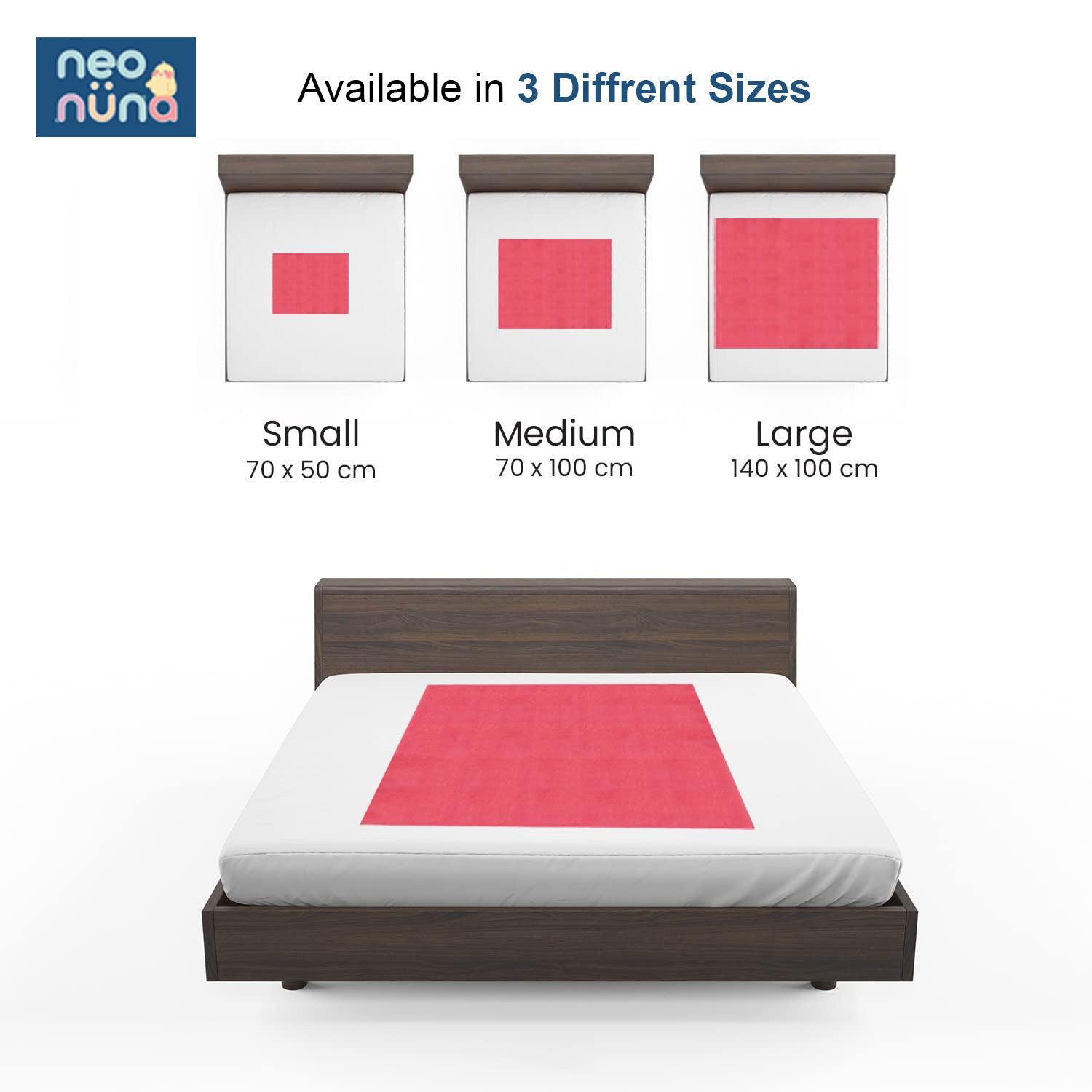 Waterproof Baby Bed Protector Dry Sheet For New Born Babies - Hot Pink