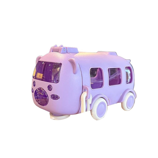 Bus Shaped Water Bottle with Moving Wheels - Purple (480ML)