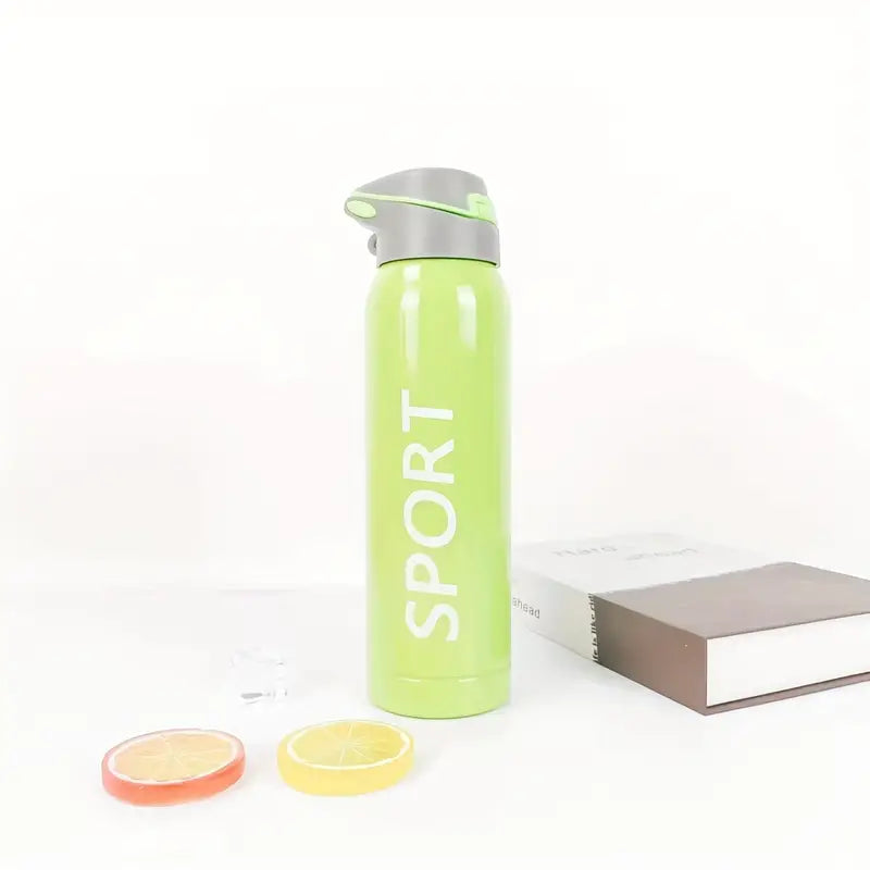 Stylish Vacuum Insulated Stainless Steel Sports Cup with Straw - Green (500ml)