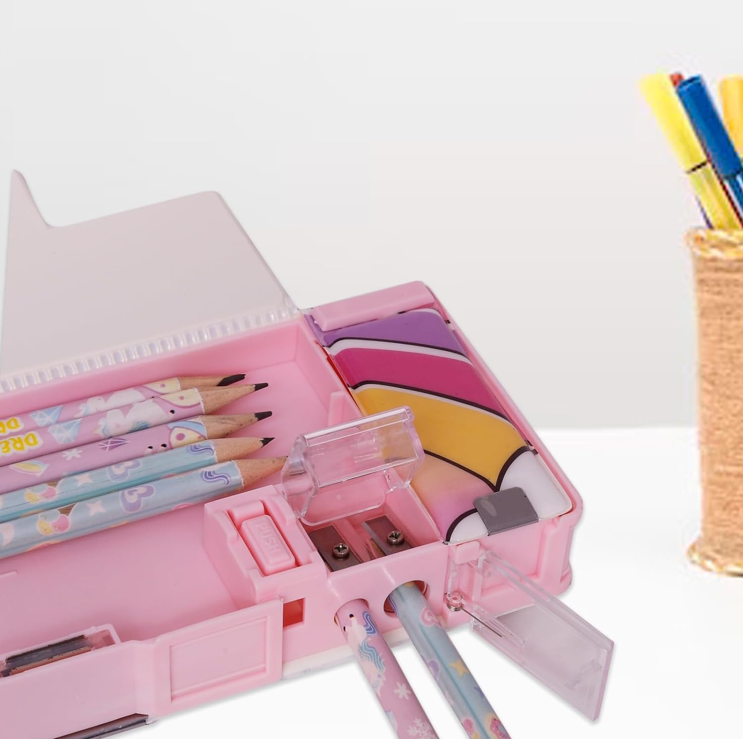 Pencil Box Dual Sharpener for School Kids - Unicorn Magic