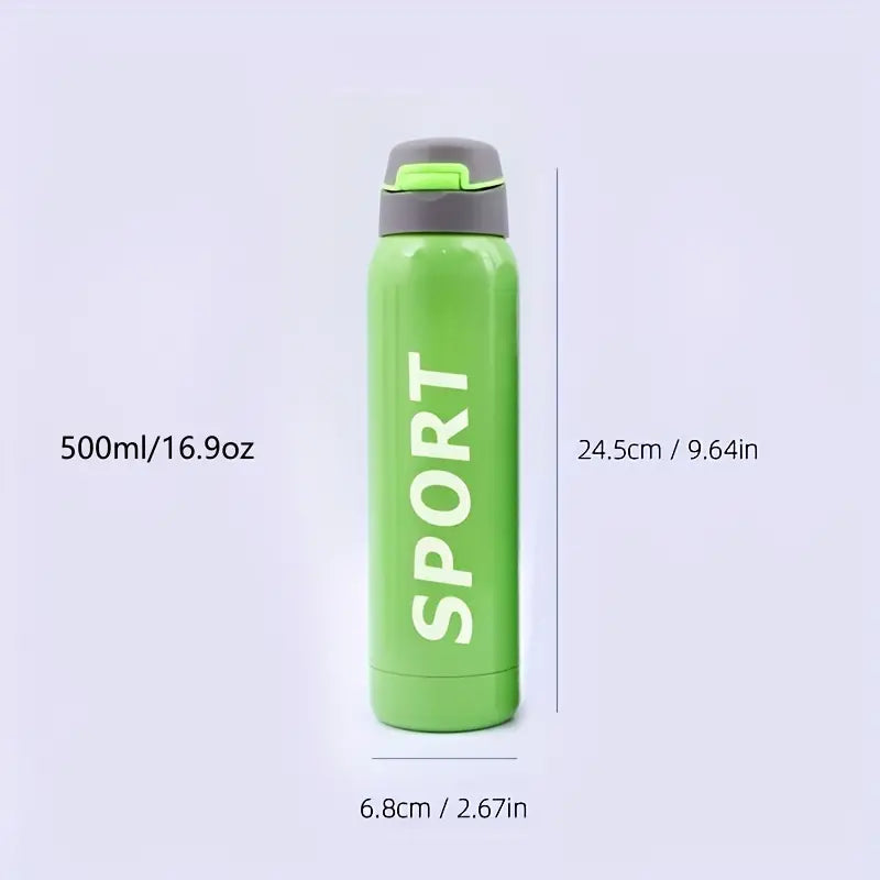 Stylish Vacuum Insulated Stainless Steel Sports Cup with Straw - Blue (500ml)