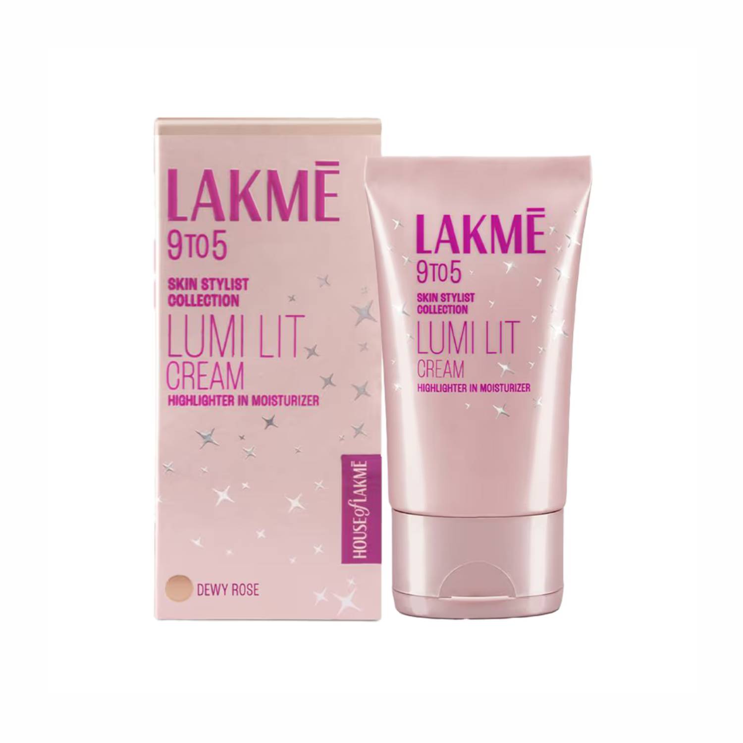Lakme 9 To 5 Lumi Strobe Cream Highlighter + Moisturizer + Primer With Hyaluronic Acid & Niacinamide Dewy Rose (60g)