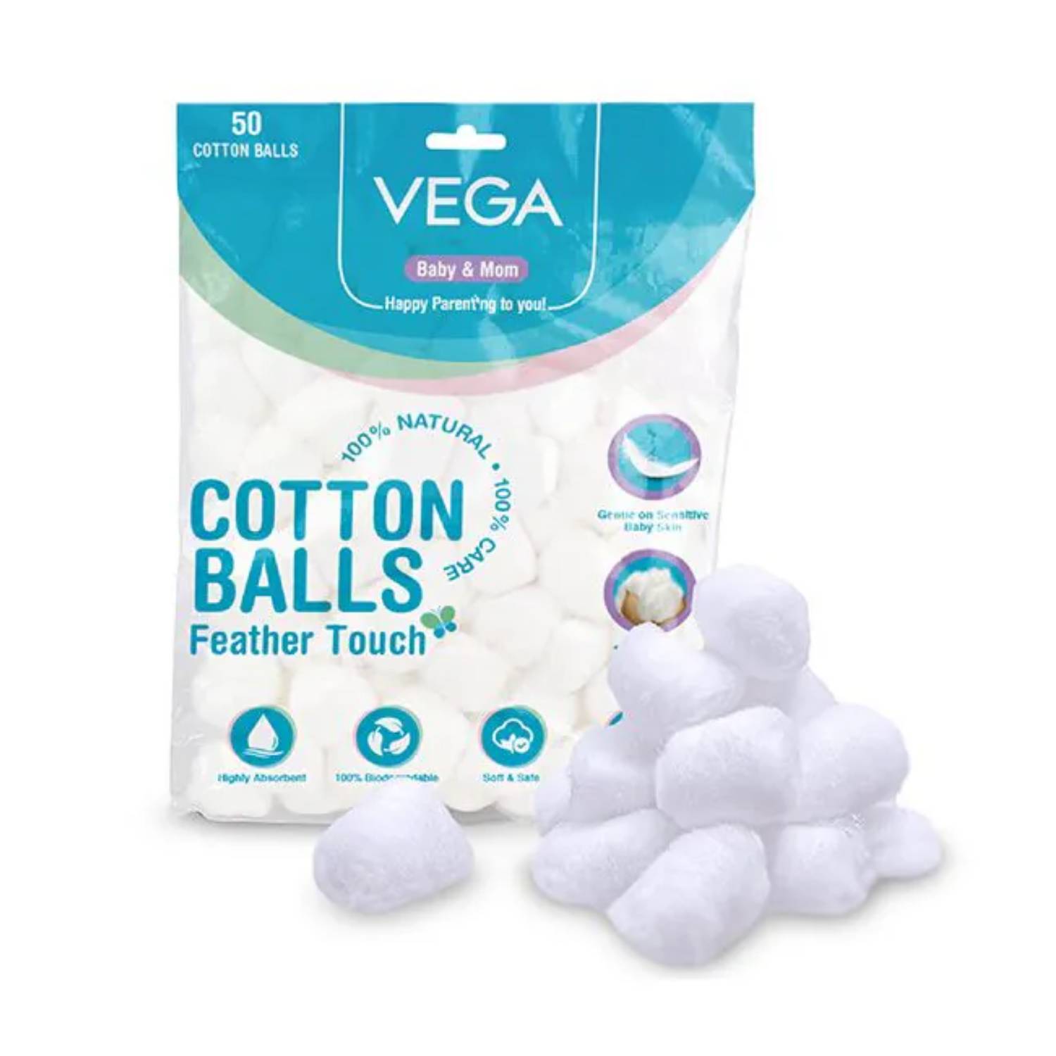 Vega Baby & Mom Cotton Balls 50 pcs - VBHA3-05