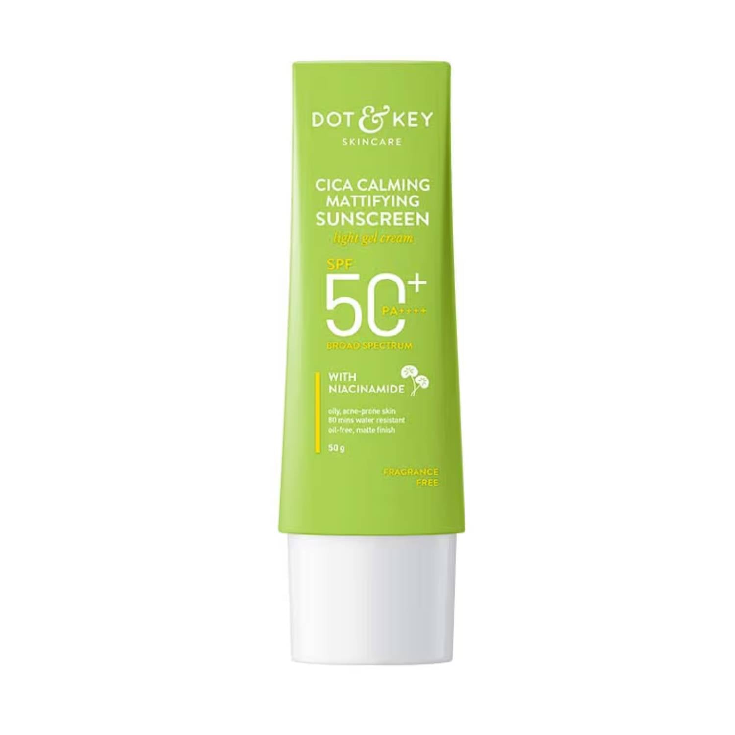 Dot & Key Cica Calming Mattifying Sunscreen Niacinamide SPF 50+ PA++++ For Oily Acne Prone & Sensitive Skin (50 g)