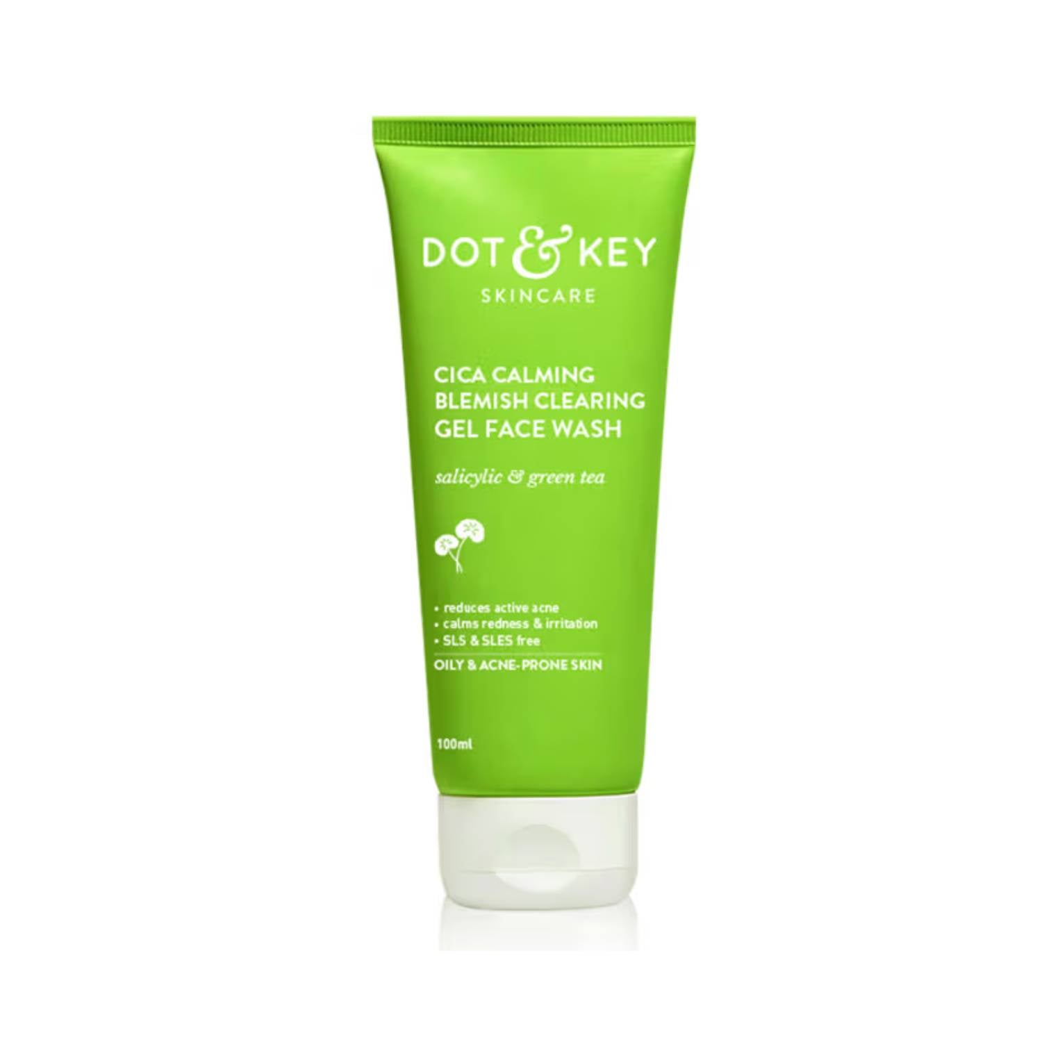 Dot & Key CICA Calming Blemish Clearing Face Wash - Salicylic & Green Tea, Reduces Acne, 100 ml