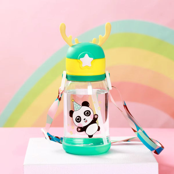 Water Bottle With Sipper For Kids Cute School For Girls/Boys - Green (600 Ml)