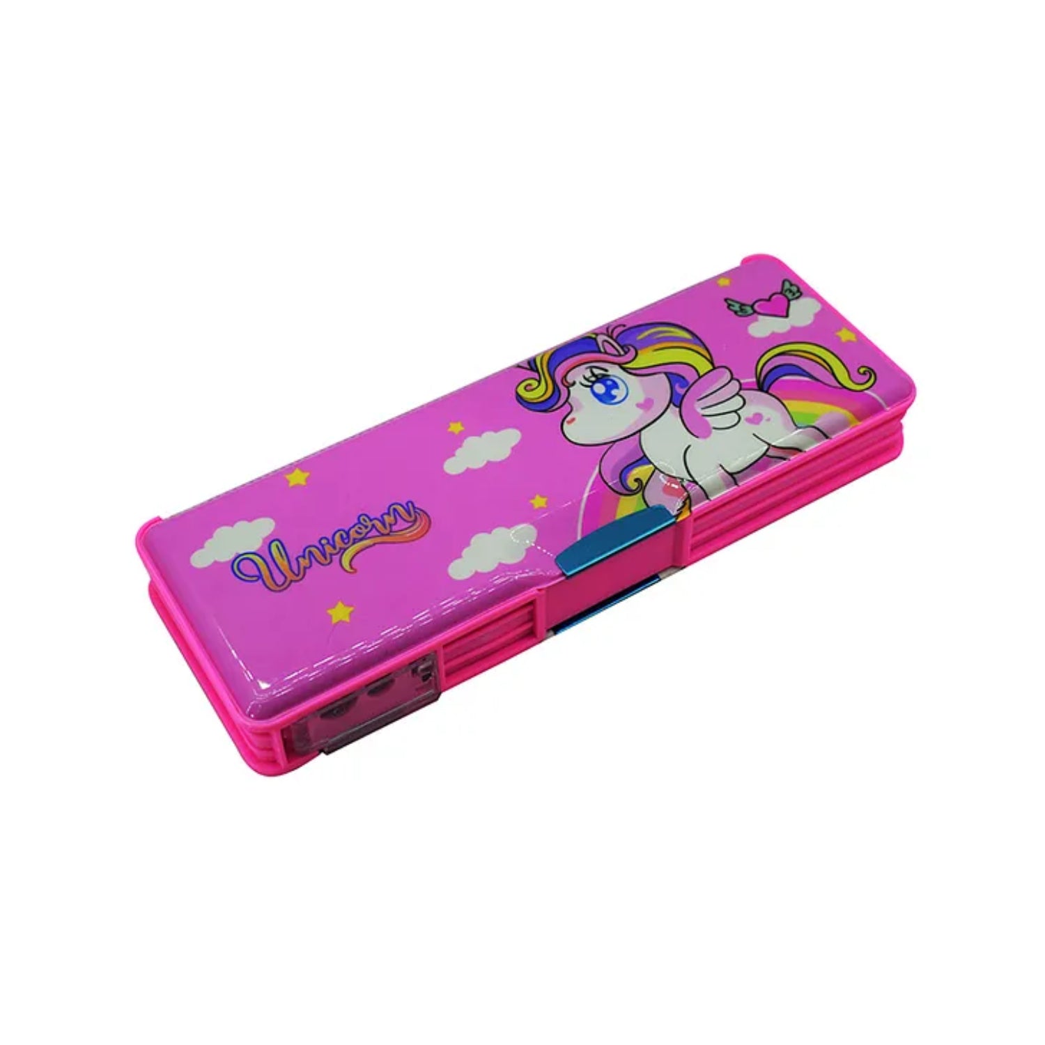 Pencil Box with LED Light and Dual Sharpener for School Kids - Unicorn