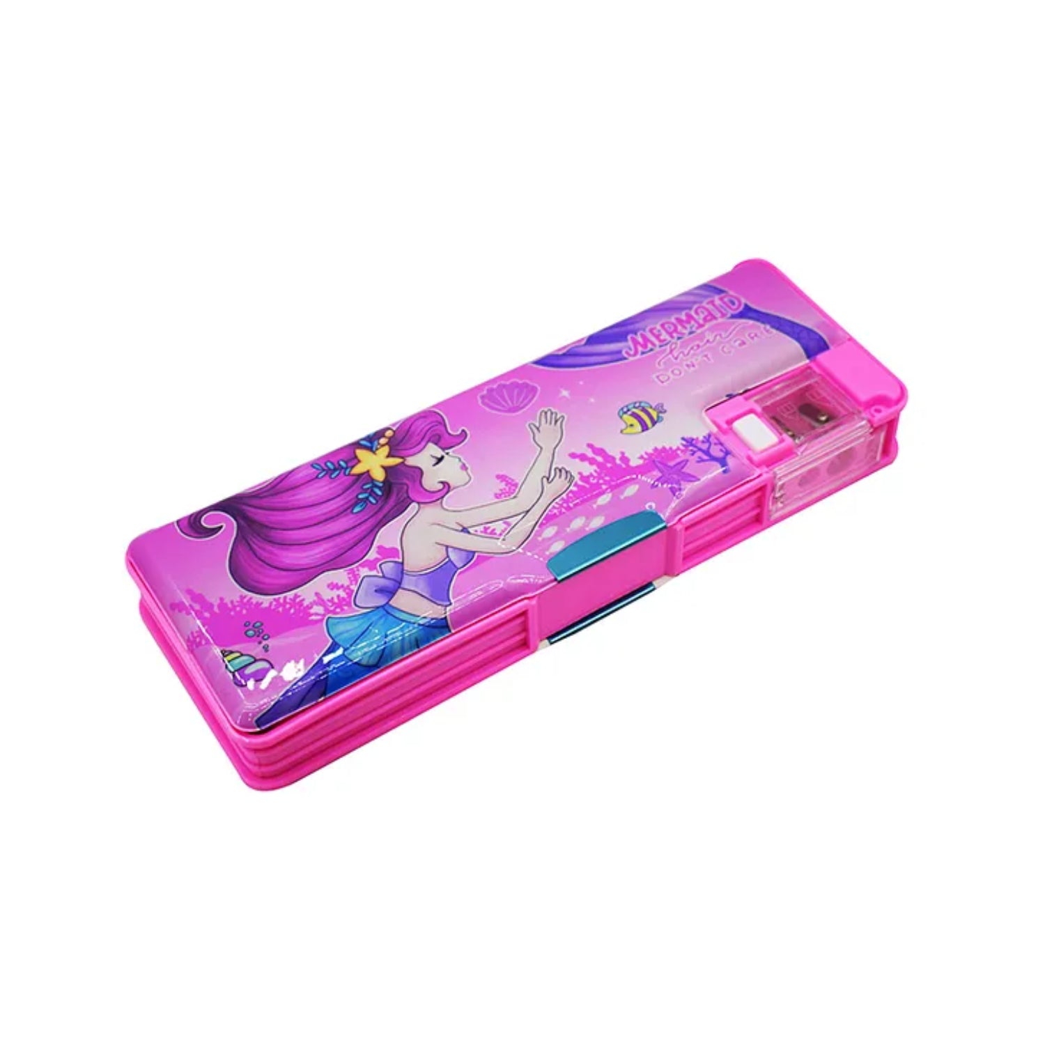 Pencil Box with LED Light and Dual Sharpener for School Kids - Mermaid