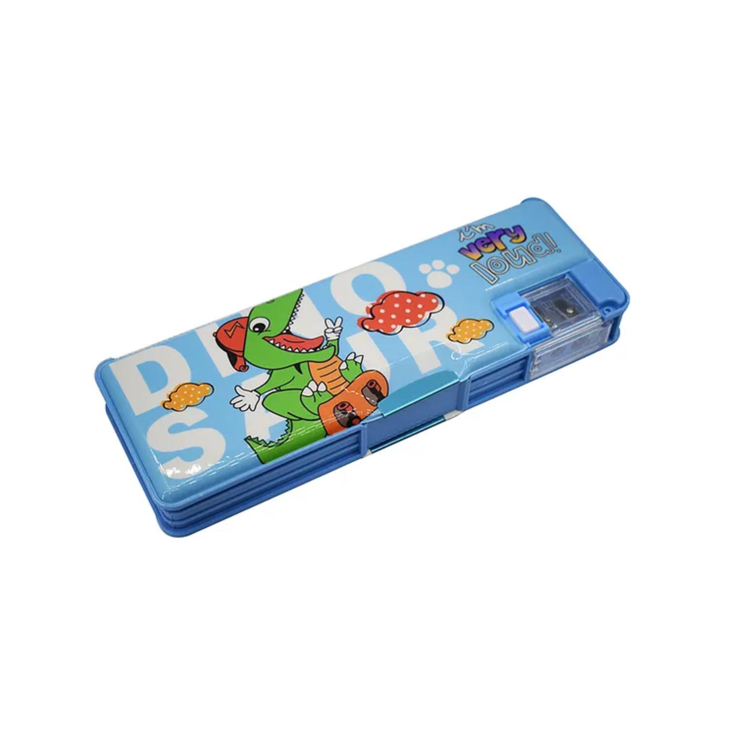 Pencil Box with LED Light and Dual Sharpener for School Kids - Dino