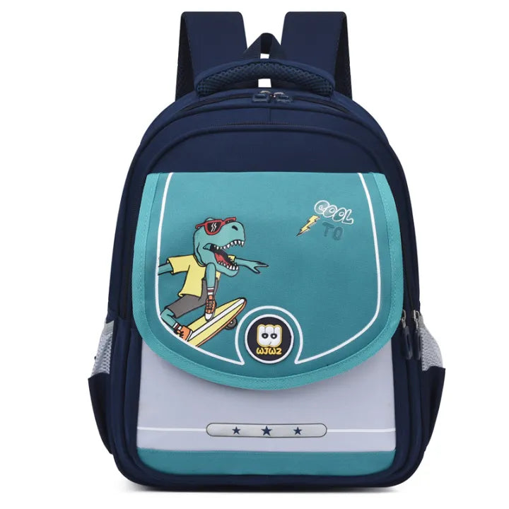 Playful Embossed Adventure Boys & Girls Kids School Bag Kids Cartoon Printed Backpack for Ages 7-11 Years - Dino