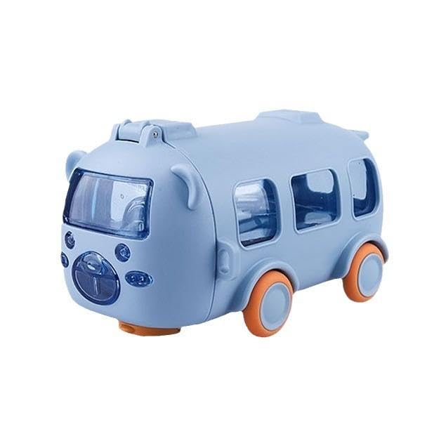 Bus Shaped Water Bottle with Moving Wheels - Blue (480ML)