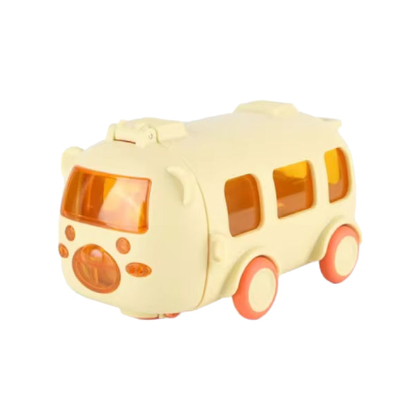 Bus Shaped Water Bottle with Moving Wheels - Yellow (480ML)