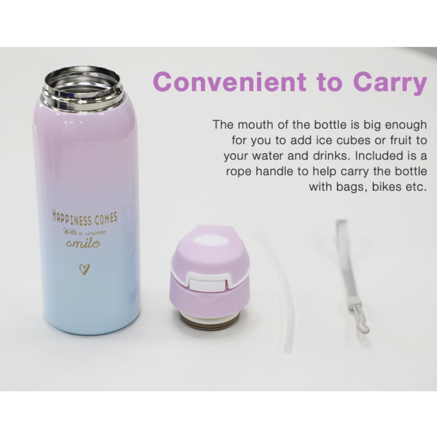 Stainless Steel Water Bottle for Hot and Cold Kidster Sipper - Pink (500ML)