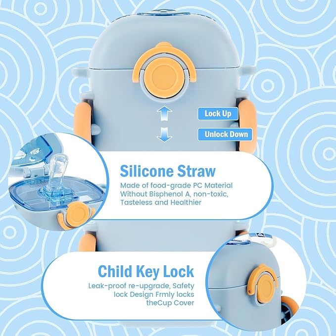 Bus Shaped Water Bottle with Moving Wheels - White (480ML)