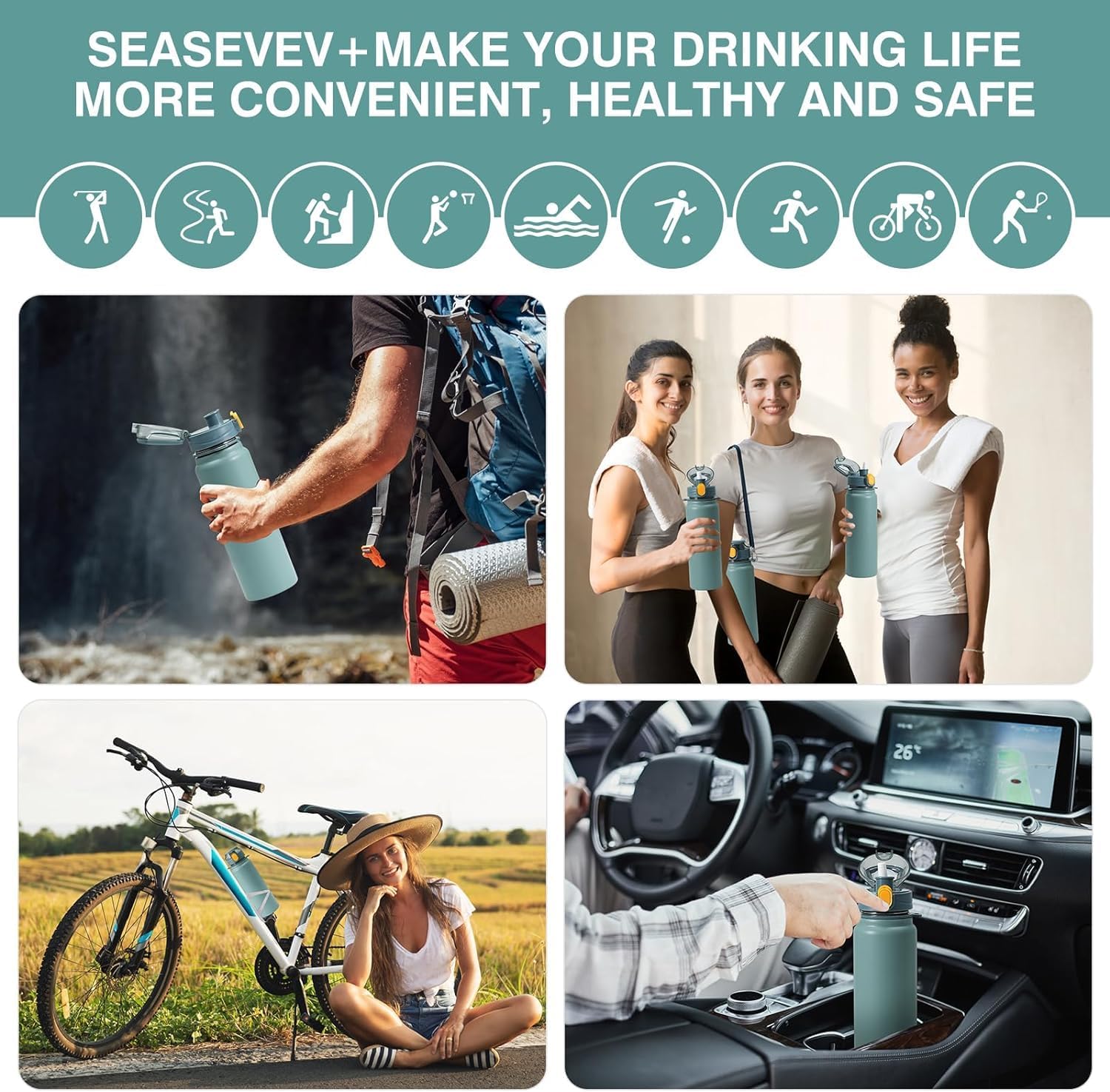 Stainless Steel Vacuum Insulated Water Bottle, 13 hrs Hot & 15 Hrs Cold Thermos - Grey 800ML