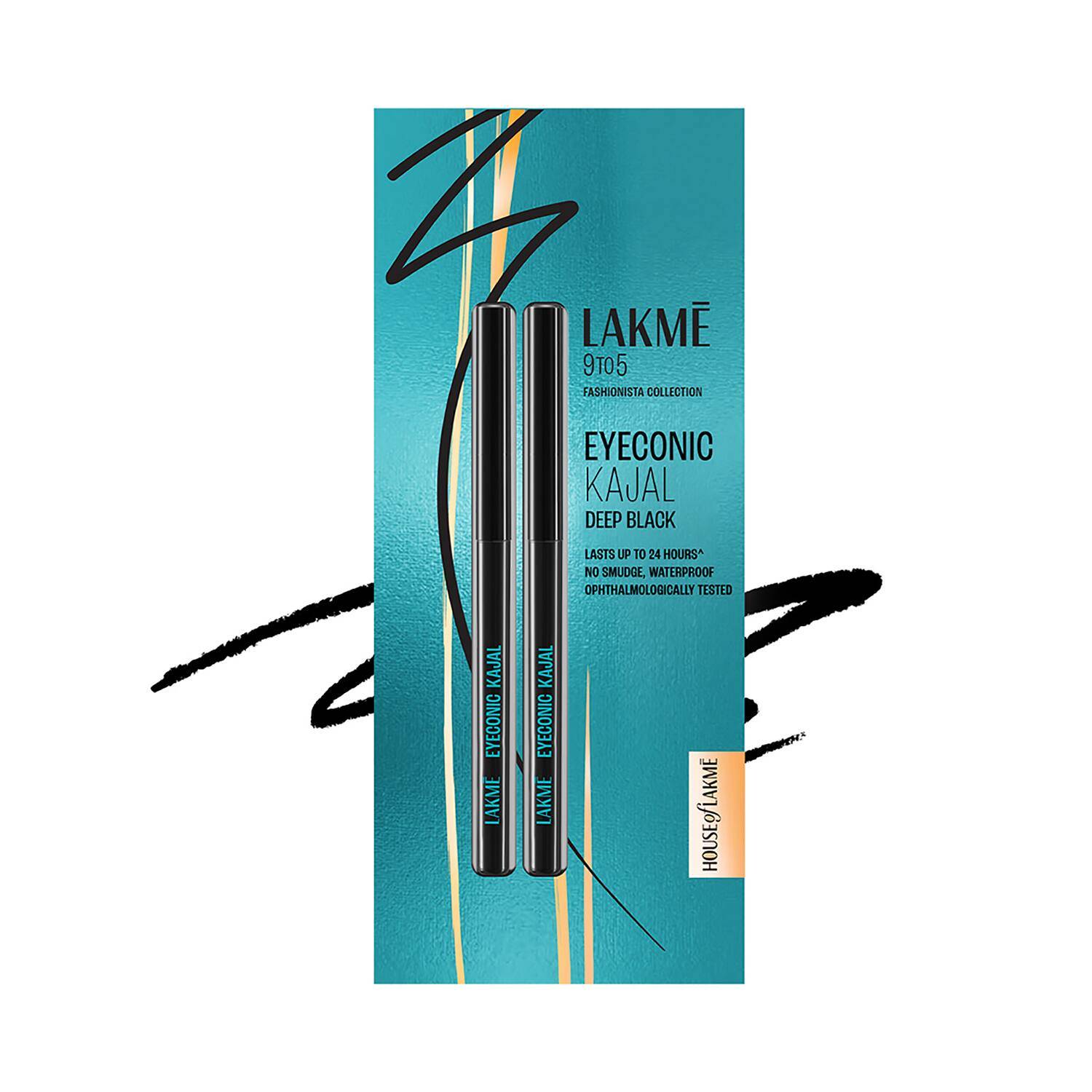 Lakme 9 to 5 Eyeconic Kajal Twin Pack Lasts upto 24hrs - Deep Black (2 pcs)