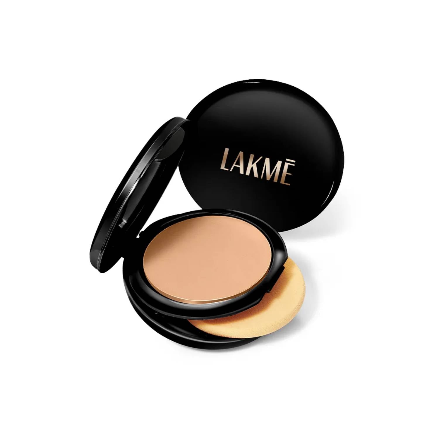 Lakme Showstopper Collection Unreal Dual Cover Pressed Powder, 2 In 1 Compact + Foundation, 03 Golden Sand,9g