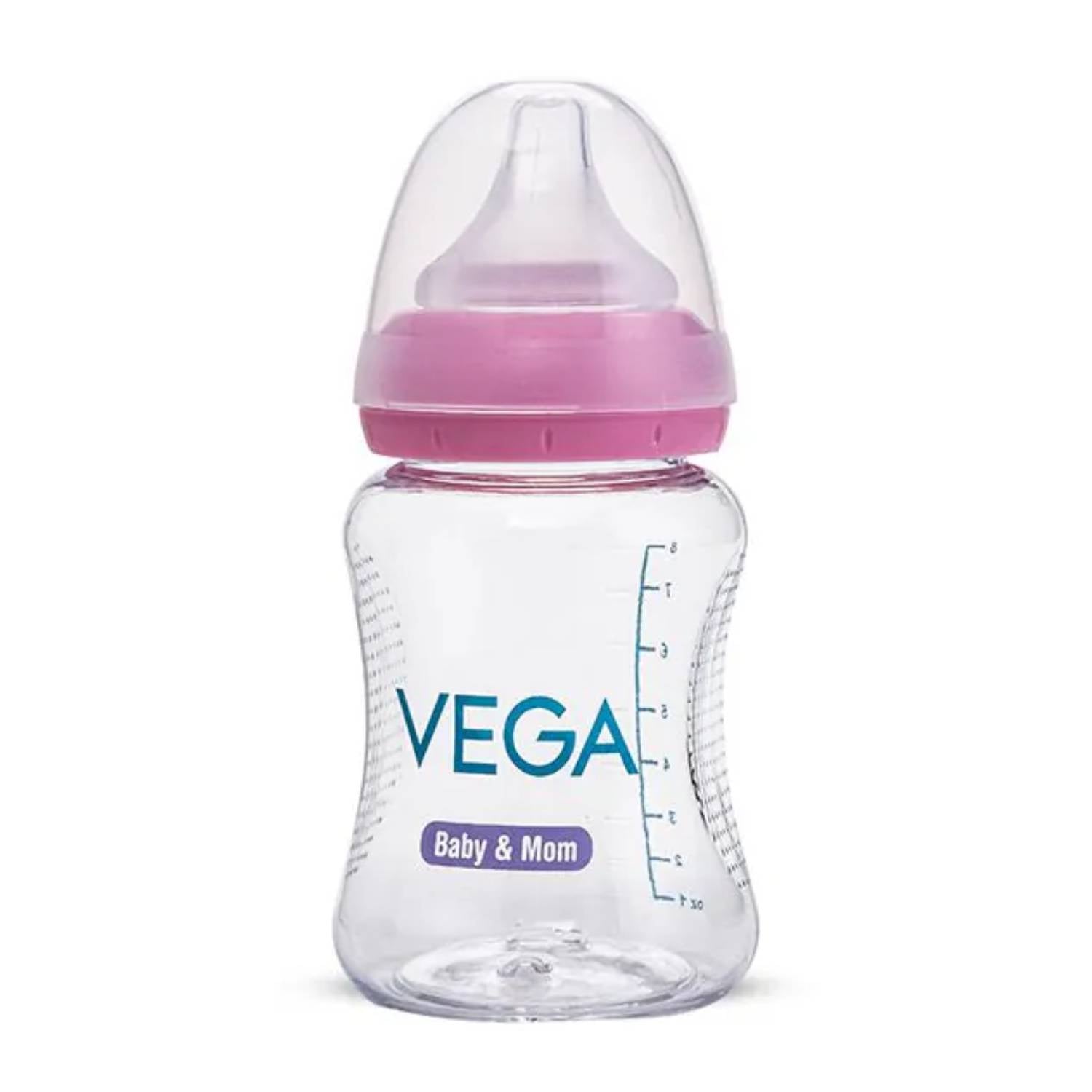 Vega Baby & Mom Tritan Feeding Bottle 250ml Wide Neck - 4+ Months Pink - VBFB4-02