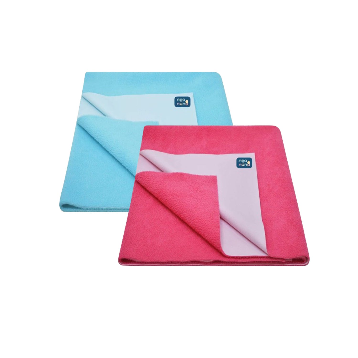 Waterproof Baby Bed Protector Dry Sheet For New Born Babies - Baby Blue & Hot Pink Pack of 2