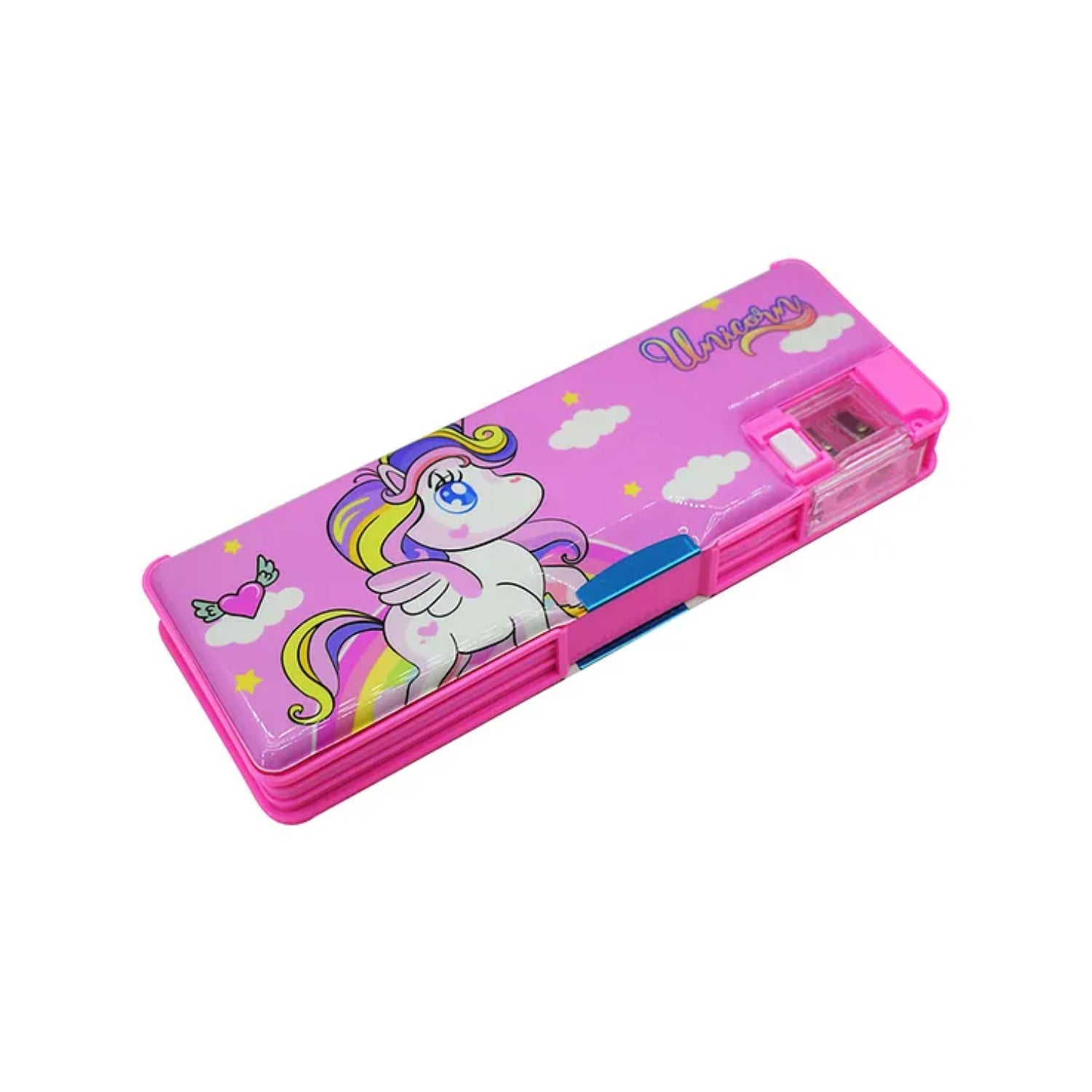 Pencil Box with LED Light and Dual Sharpener for School Kids - Unicorn