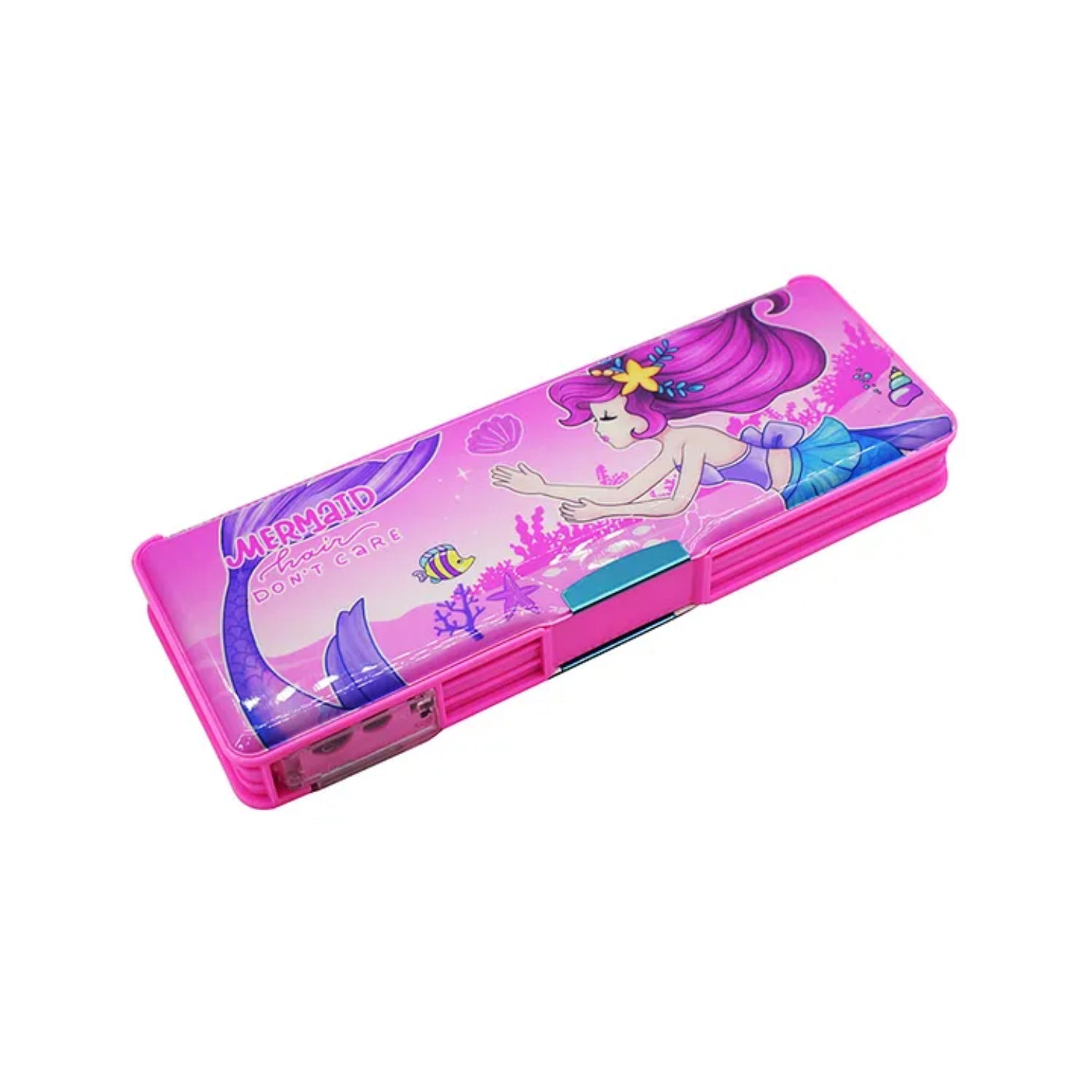 Pencil Box with LED Light and Dual Sharpener for School Kids - Mermaid