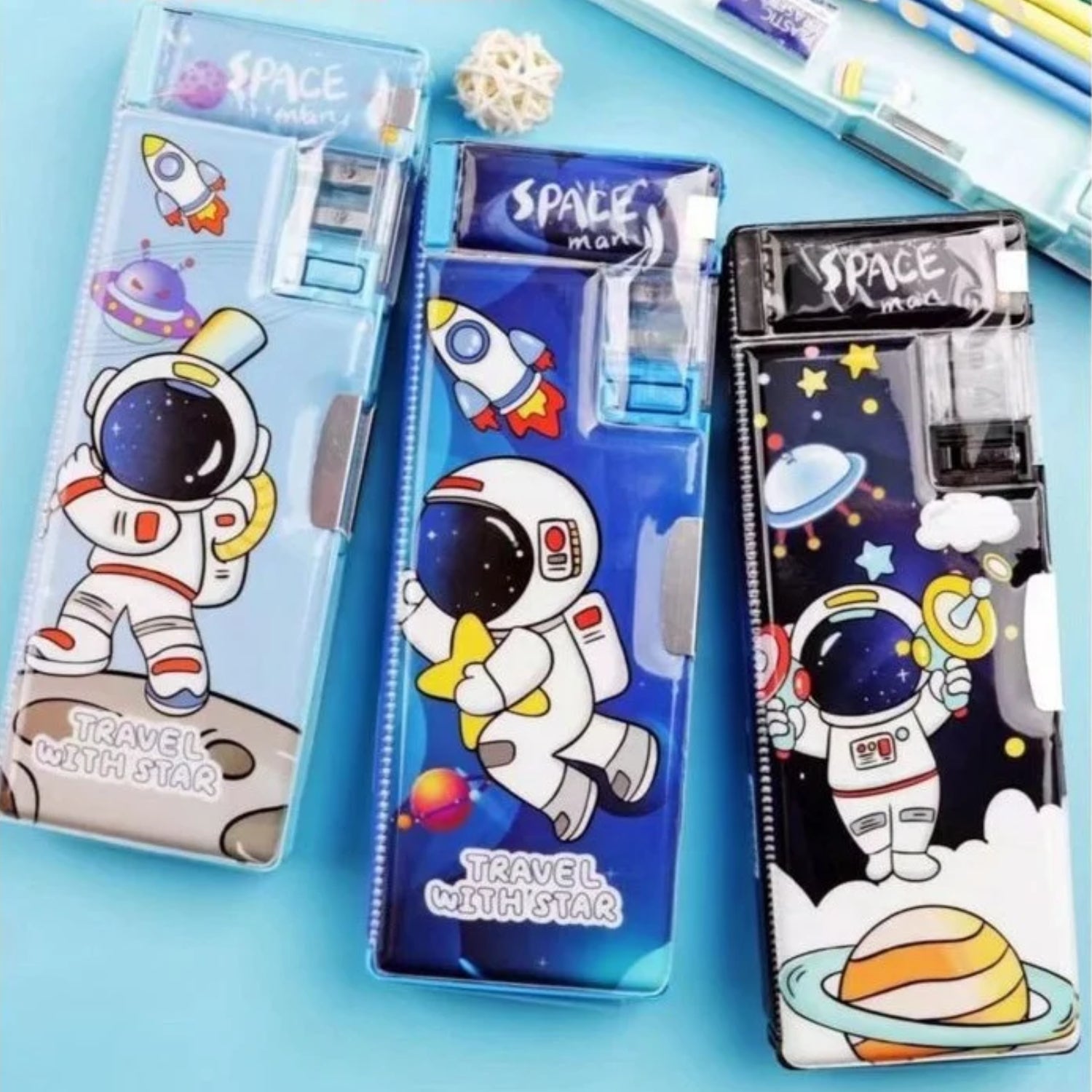 Pencil Box Dual Sharpener for School Kids - Space Man