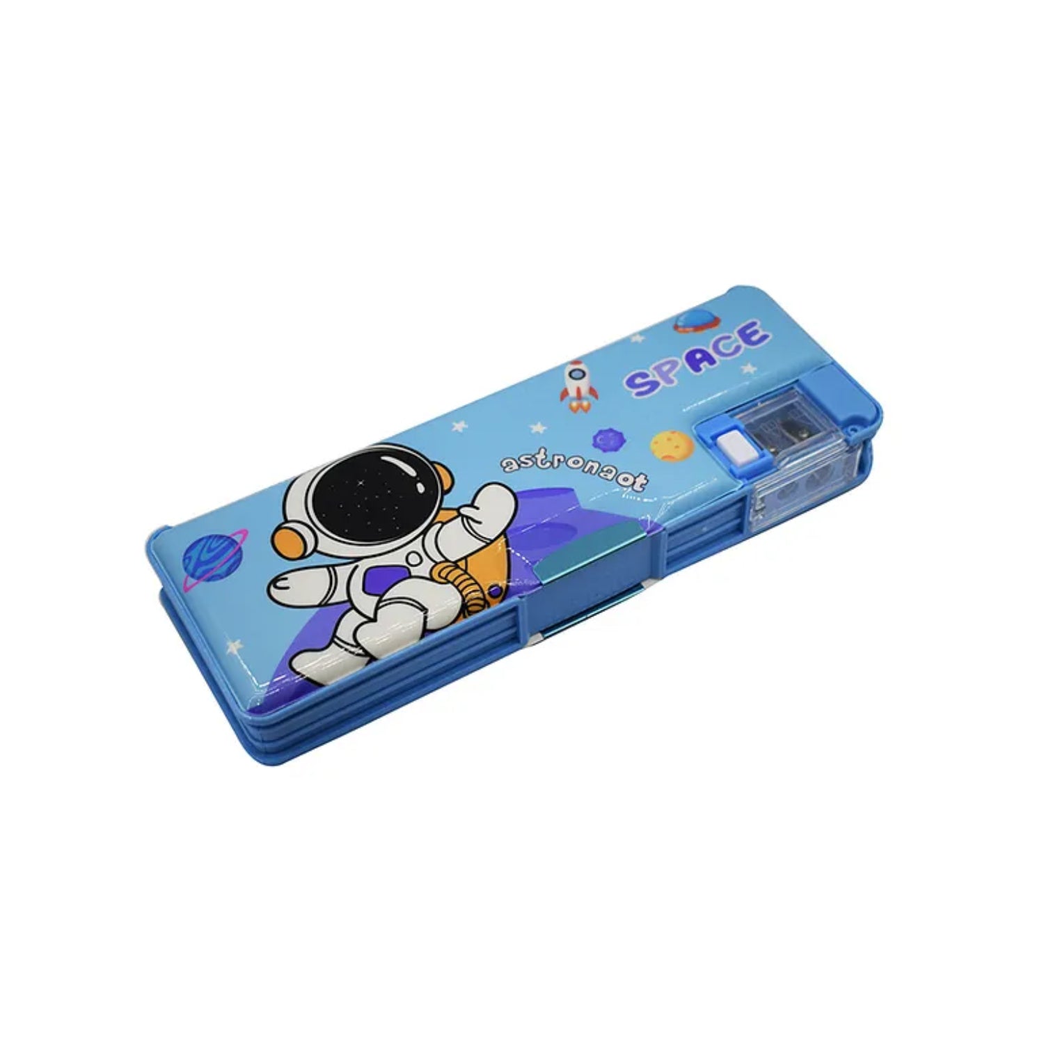 Pencil Box with LED Light and Dual Sharpener for School Kids - Astronaot