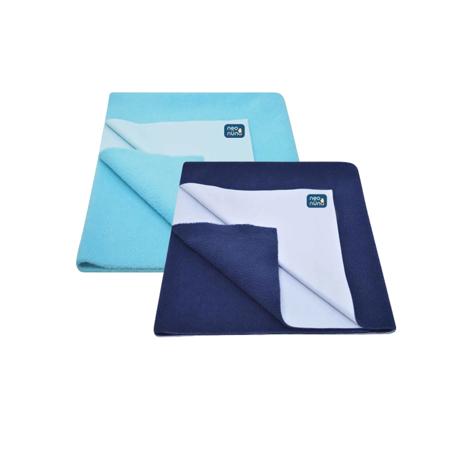 Waterproof Baby Bed Protector Dry Sheet For New Born Babies - Baby Blue & Navy Blue Pack of 2