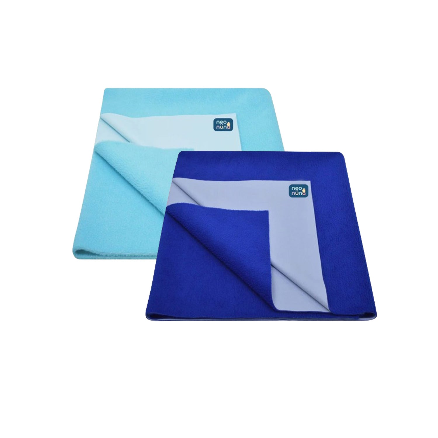Waterproof Baby Bed Protector Dry Sheet For New Born Babies - Baby Blue & Royal Blue Pack of 2