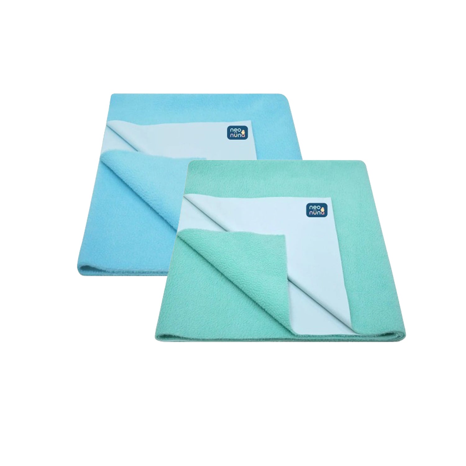 Waterproof Baby Bed Protector Dry Sheet For New Born Babies - Baby Blue & Ocean Green Pack of 2